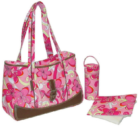 Diaper Bag Flower Power Pink Week-Ender Bag From The Pink Superstore