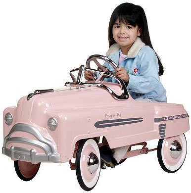 Retro Pink Sedan Pink Pedal Car  From The Pink Superstore